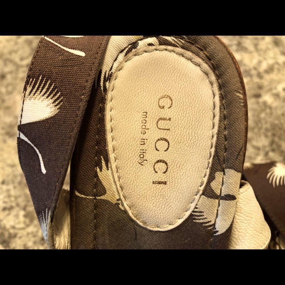 Gucci flower print wooden heel - Picture 4 of 10